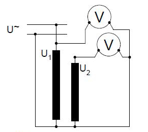 Šema za merejne prenosnog odnosa transformatora voltmetarskom metodom