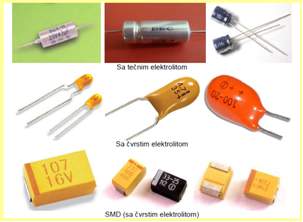 Spoljašnji izgled razlicitih vrsta tantalnih elektrolitskih kondenzatora