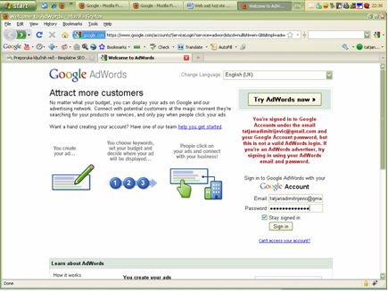 AdWords pocetna stranica