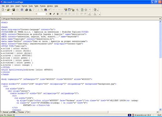 Prikaz web stranice u html obliku