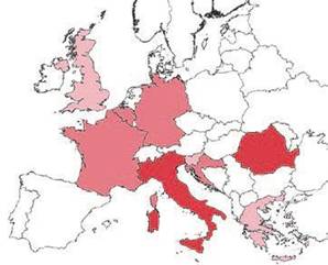 U Evropi IAK se pojavljuje cesto u Italiji i Rumunij